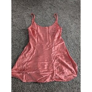 Coral Satin Slip Dress Mini Spaghetti Strap